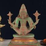 Brass Yog Narsimha Statue - 11" Antique Green Stone Finish | Handcrafted Yoga Narasimha Sculpture | Jaipurio